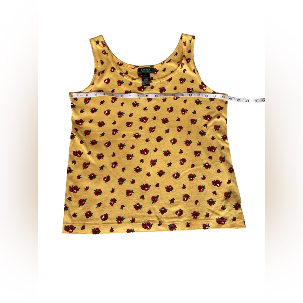 Vintage Lauren Ralph Lauren yellow Rose Tank top. 100% Cotton. Size Medium. - Picture 4 of 7
